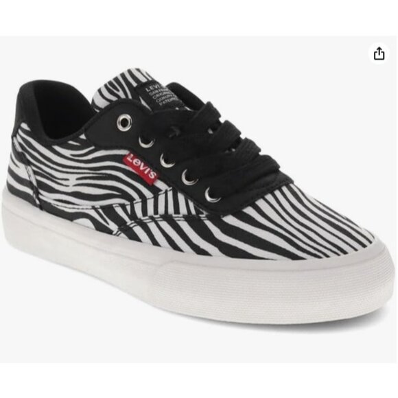 New! Size: 6 Women | Levi's Unisex Naya M Zebra Sneaker | Black & White - Picture 2 of 13